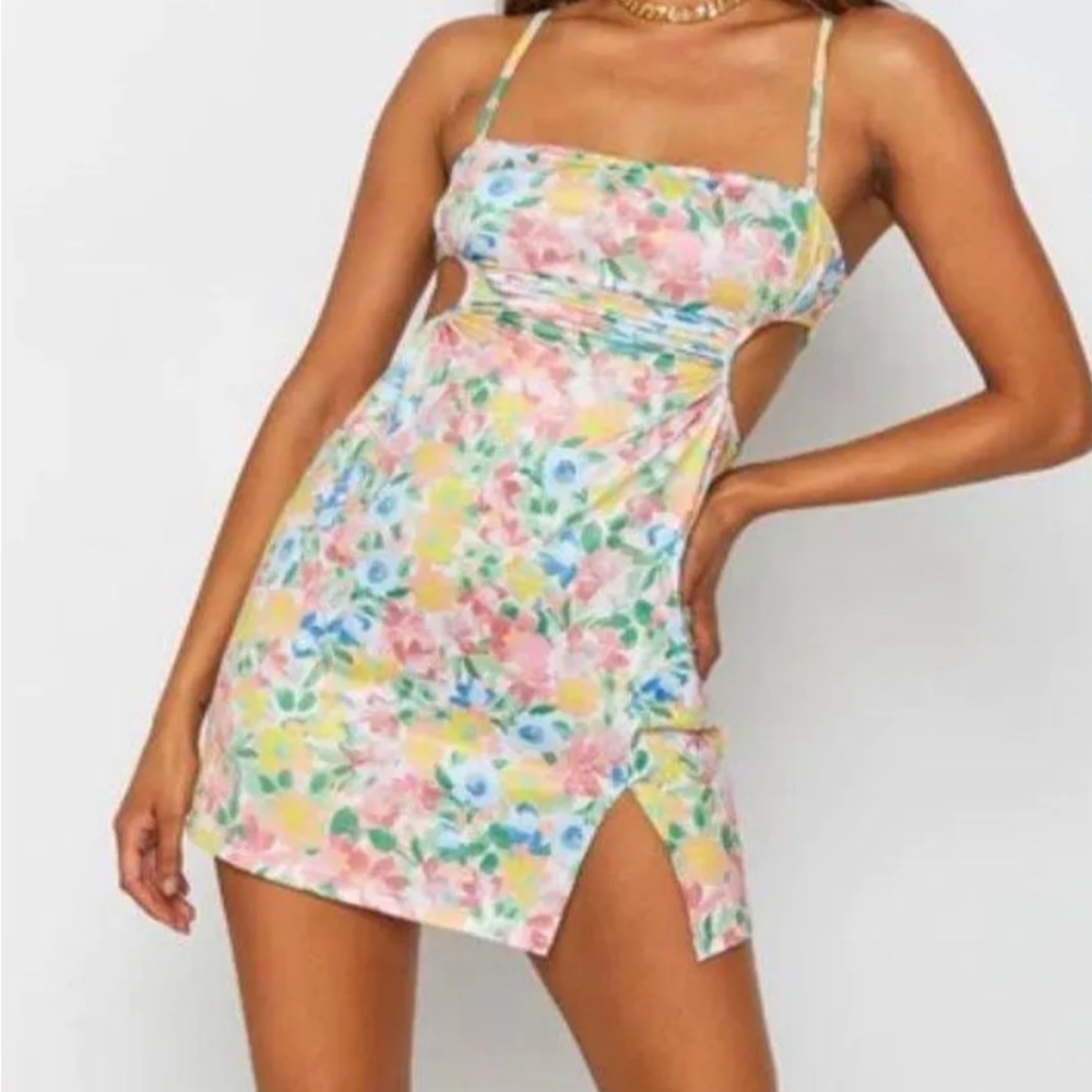 Beginning Boutique Jenna Floral Cut Out Mini Dress - Size 6